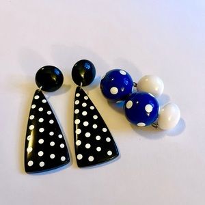Set of 2 Vintage Polkadot Earrings